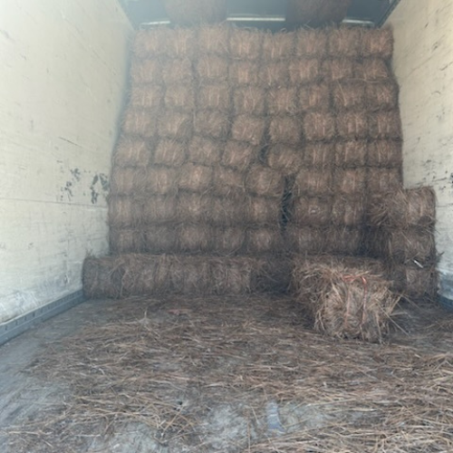 Stacked hay bales